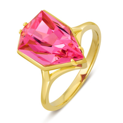 Кольцо из жёлтого золота с искусственным морганитом "Айсберг" (041169)