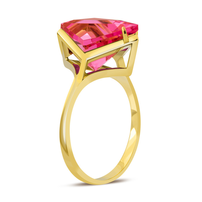 Кольцо из жёлтого золота с искусственным морганитом "Айсберг" (041169)