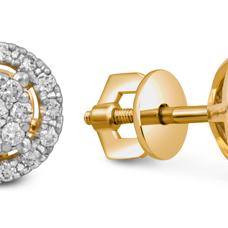 Серьги пусеты из жёлтого золота с бриллиантами (050484)