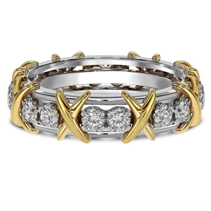 Кольцо из комбинированного золота с бриллиантами (044904)