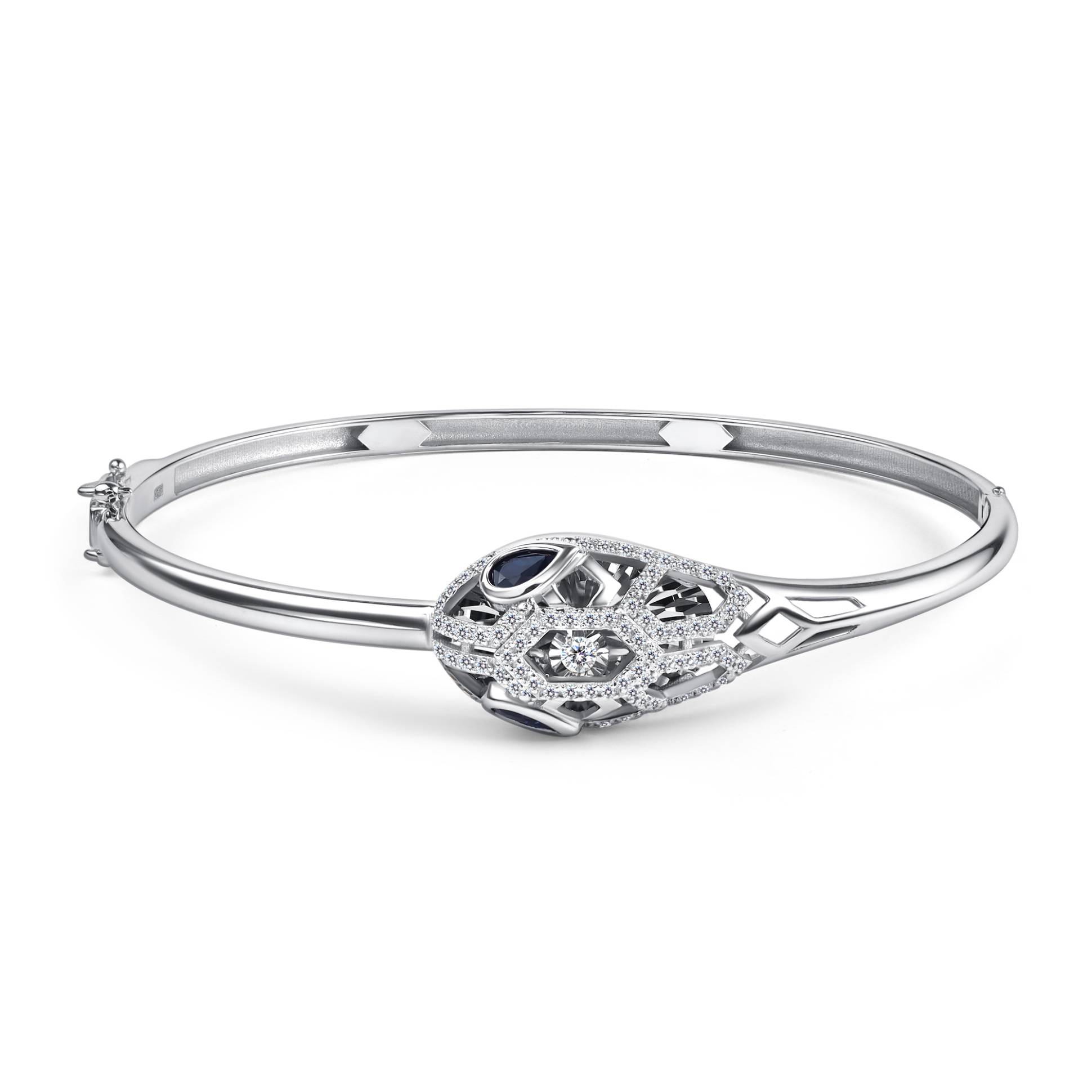 Браслет из белого золота с бриллиантами и сапфирами (060371)