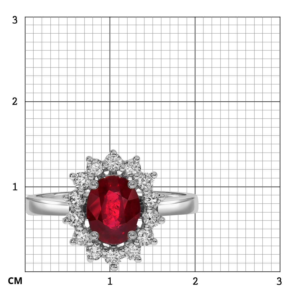 Кольцо из белого золота с бриллиантами и рубином (046082)