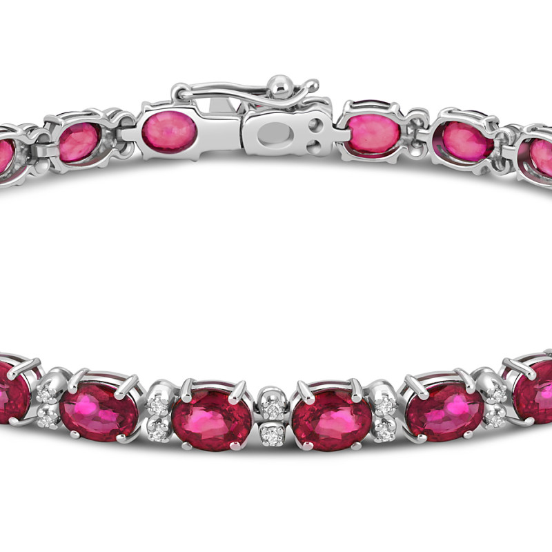 Браслет из белого золота с бриллиантами и рубинами (047263)