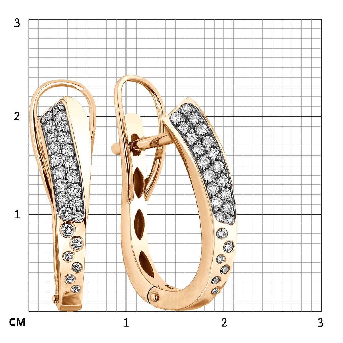 Серьги из красного золота с бриллиантами  (063038)