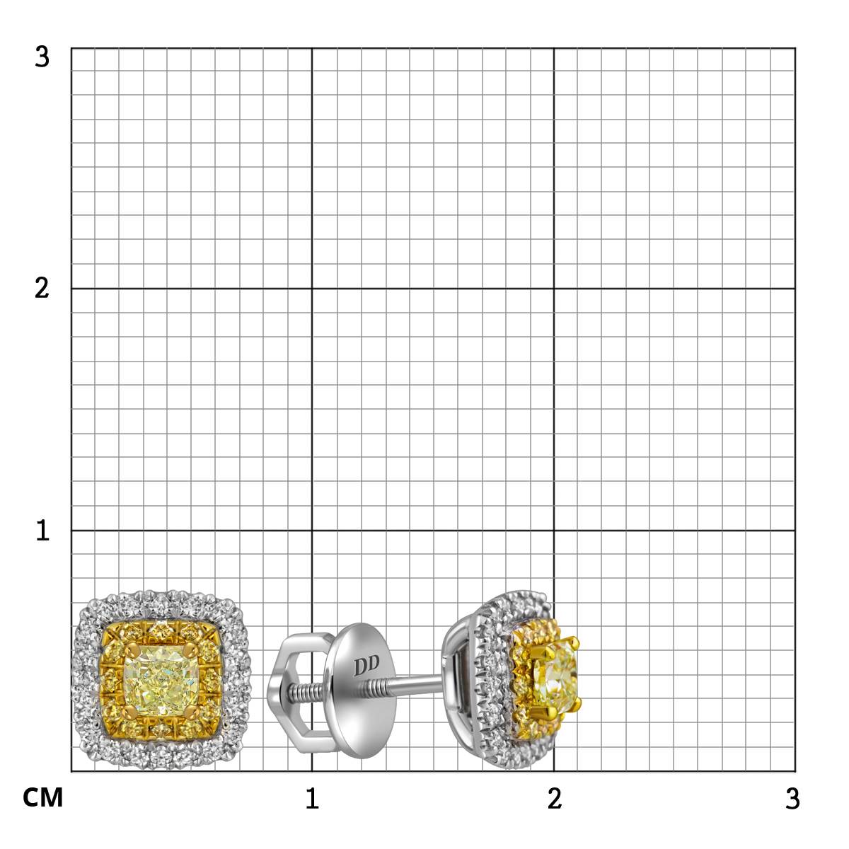 Серьги пусеты из белого золота с бриллиантами (062824)