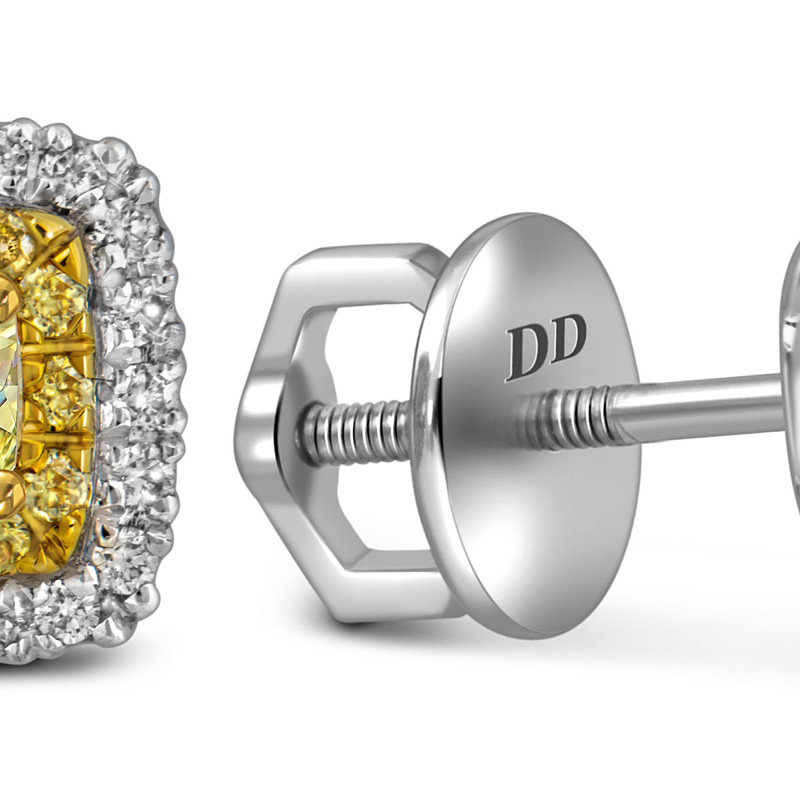 Серьги пусеты из белого золота с бриллиантами (062824)