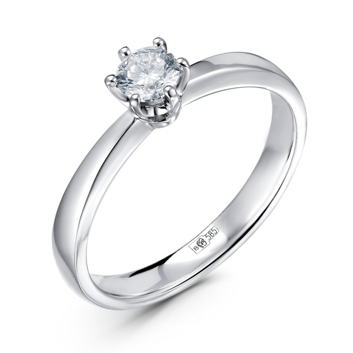 Помолвочное кольцо из белого золота с бриллиантом (058752)