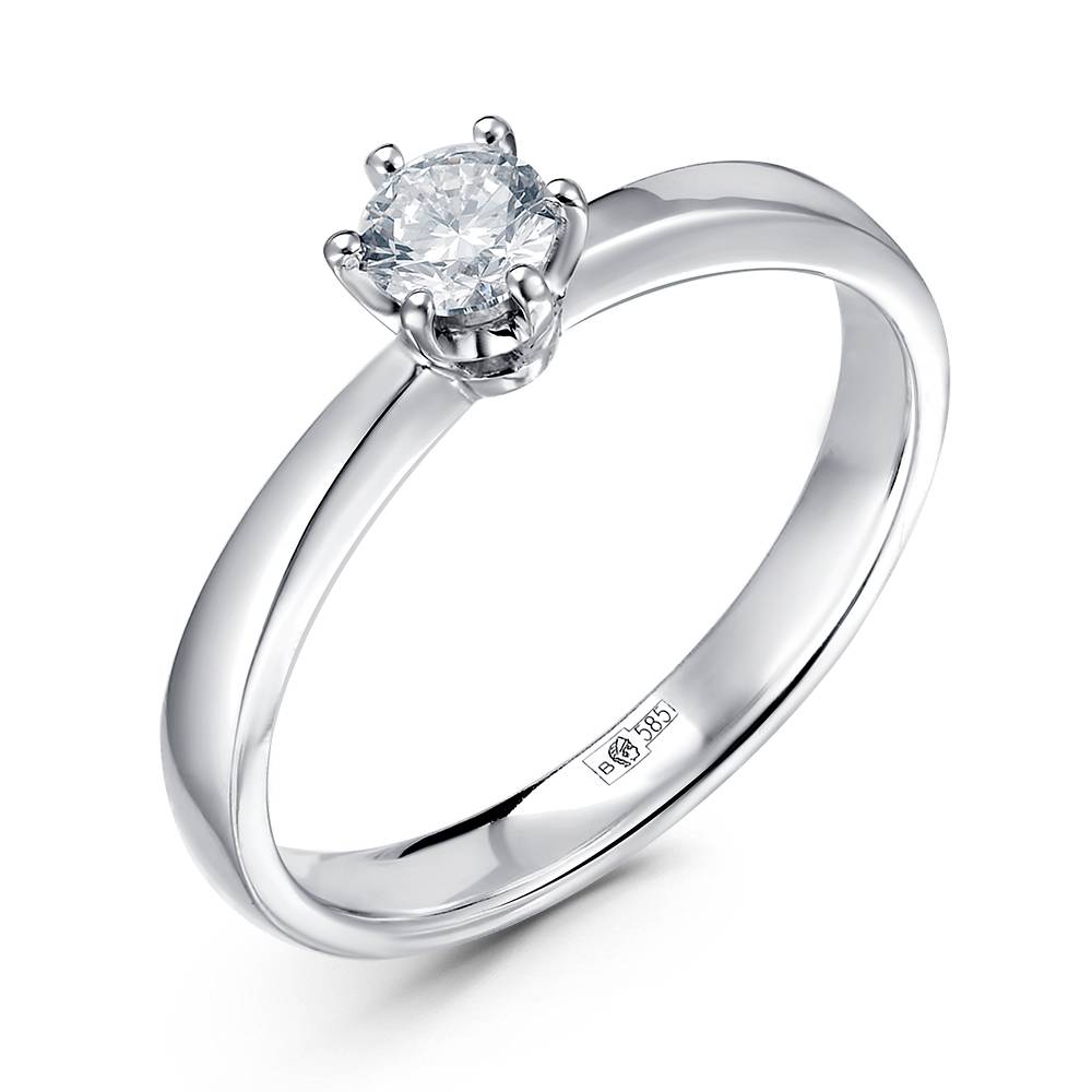 Помолвочное кольцо из белого золота с бриллиантом (058752)
