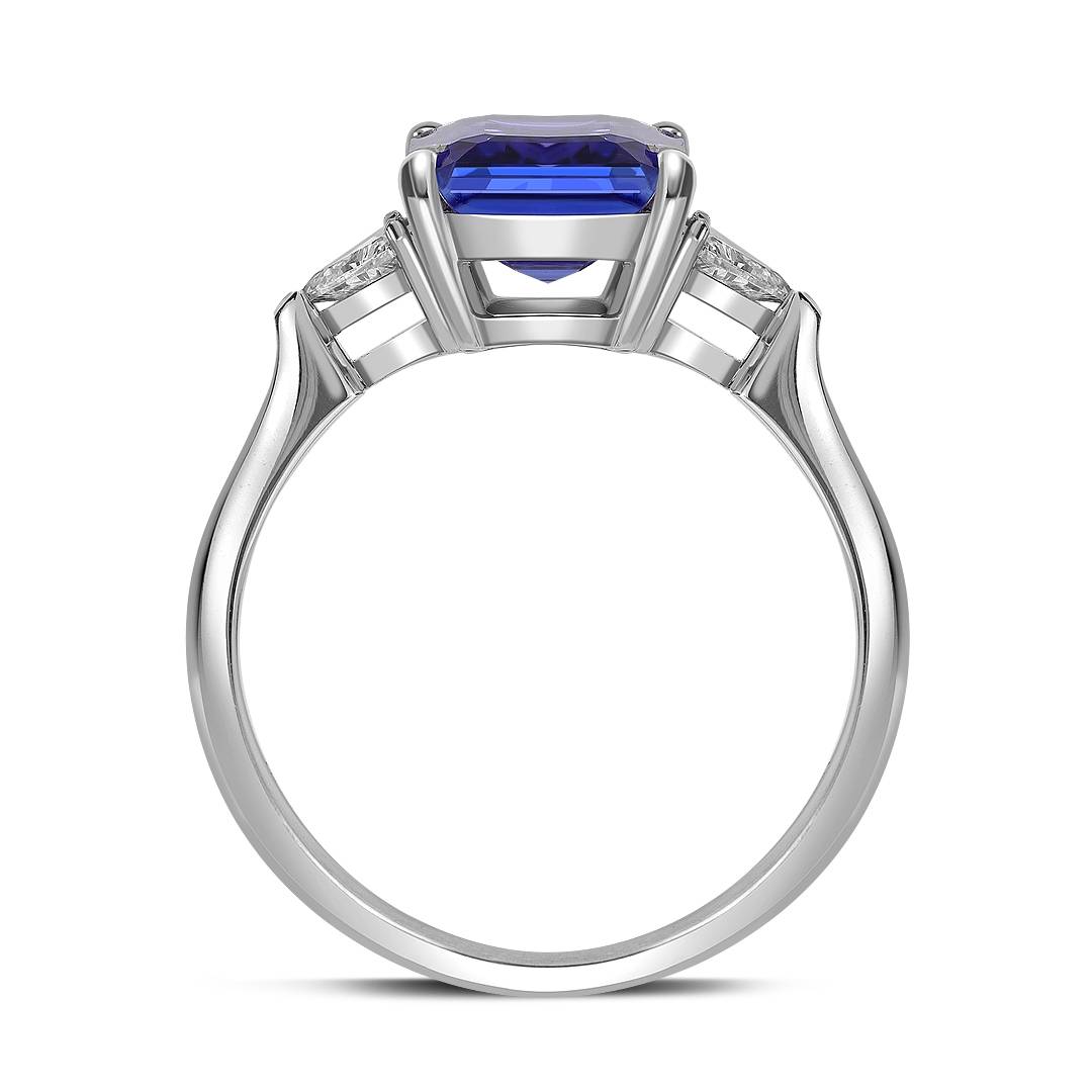 Кольцо из белого золота с бриллиантами и танзанитом (061560)