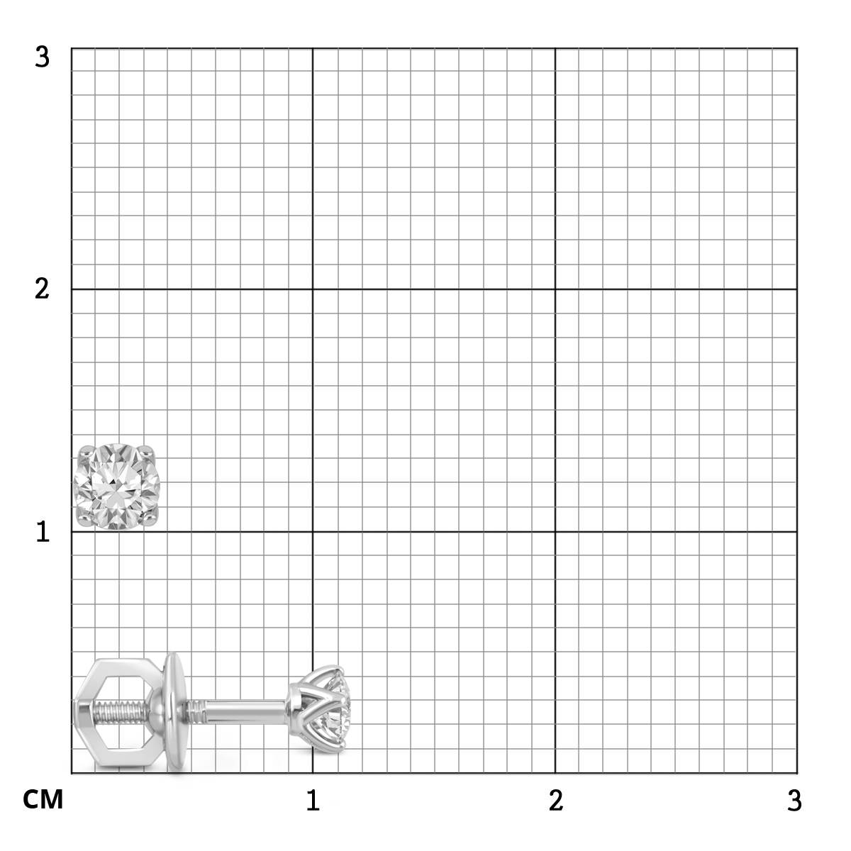 Серьги пусеты из белого золота с бриллиантами (049436)