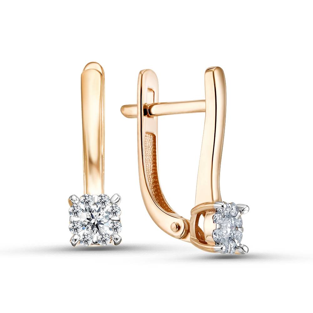 Серьги из красного золота с бриллиантами (060128)