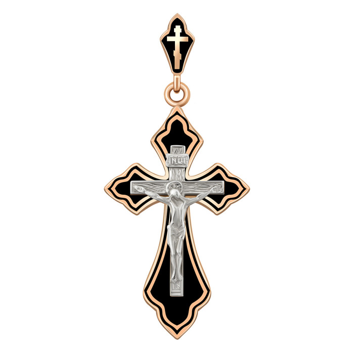 Кулон крест из красного золота с с эмалью (038545)