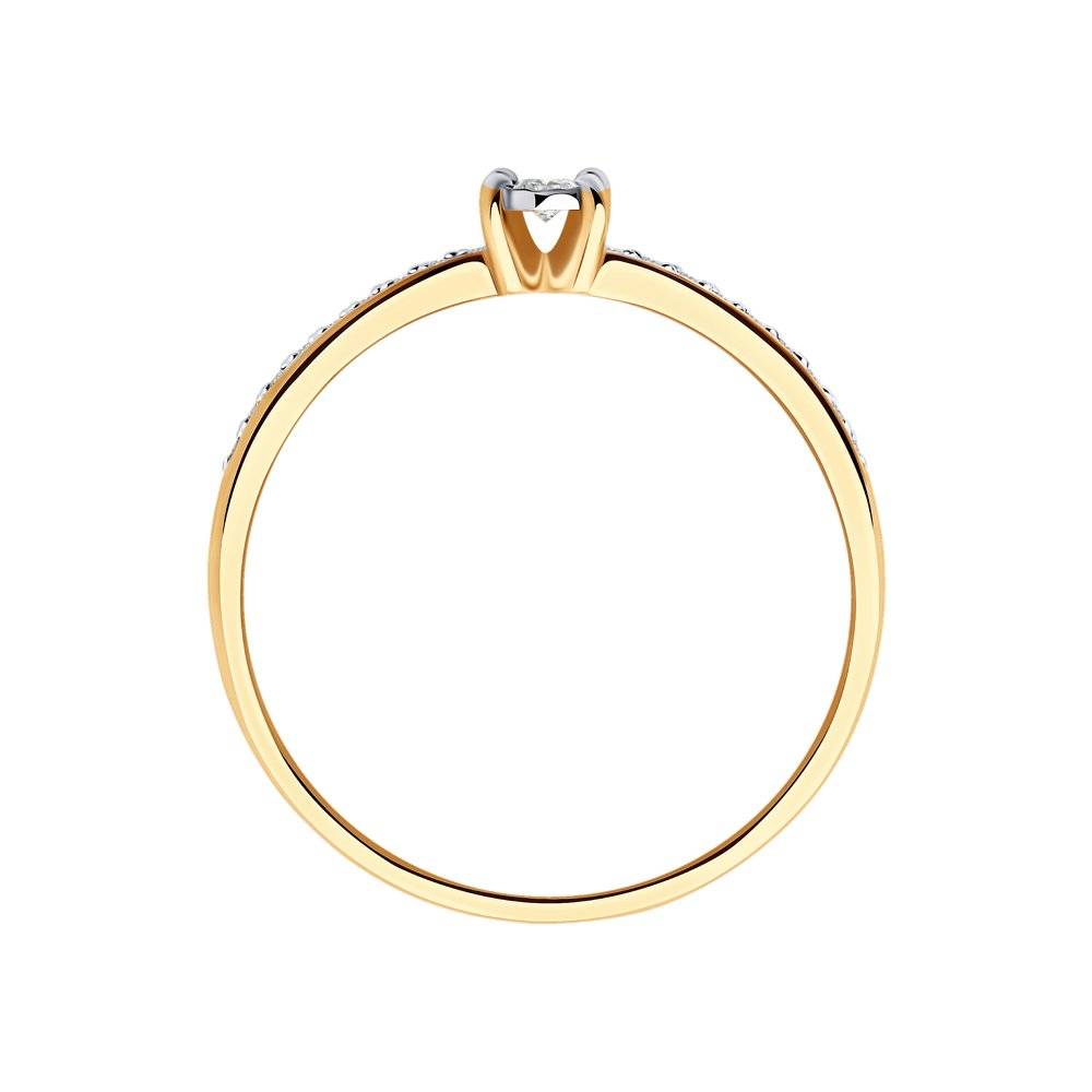 Помолвочное кольцо из красного золота с бриллиантами (046257)