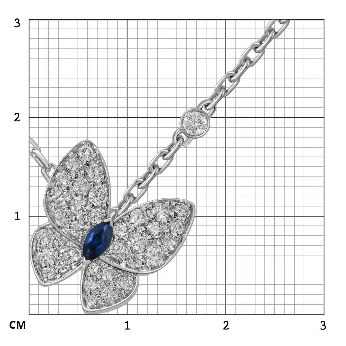 Колье из белого золота с бриллиантами и сапфиром 