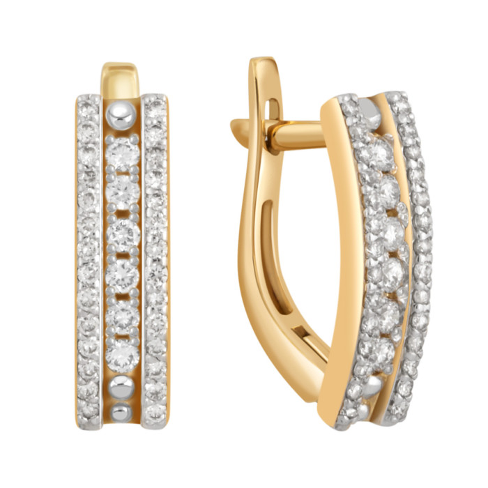 Серьги из комбинированного золота с бриллиантами (039836)