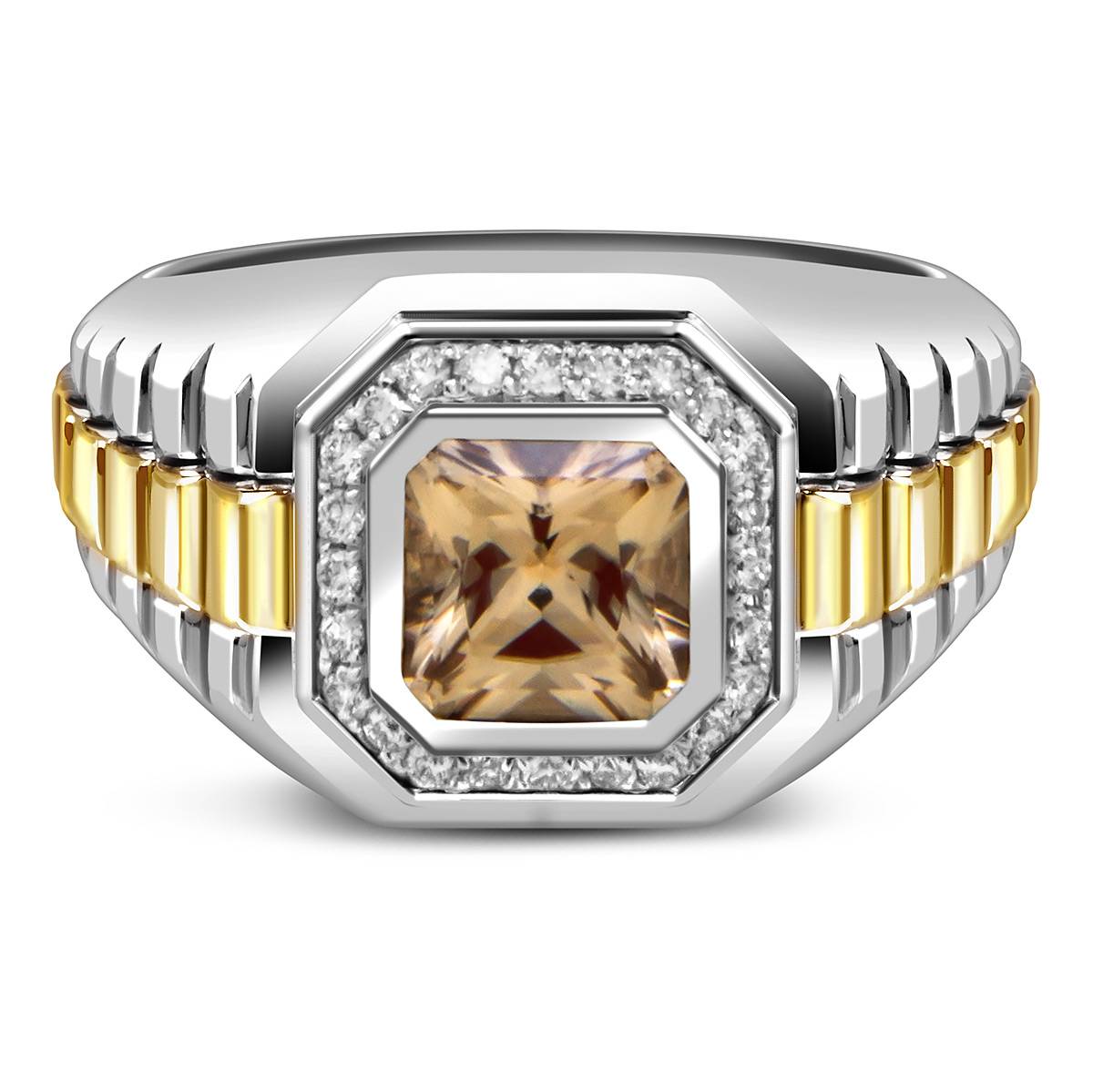 Кольцо из белого золота с бриллиантами и цирконом (059975)