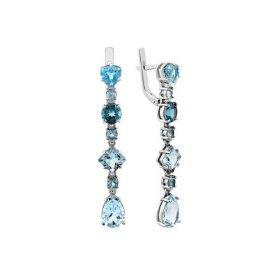 Серьги из белого золота с топазами (028054)