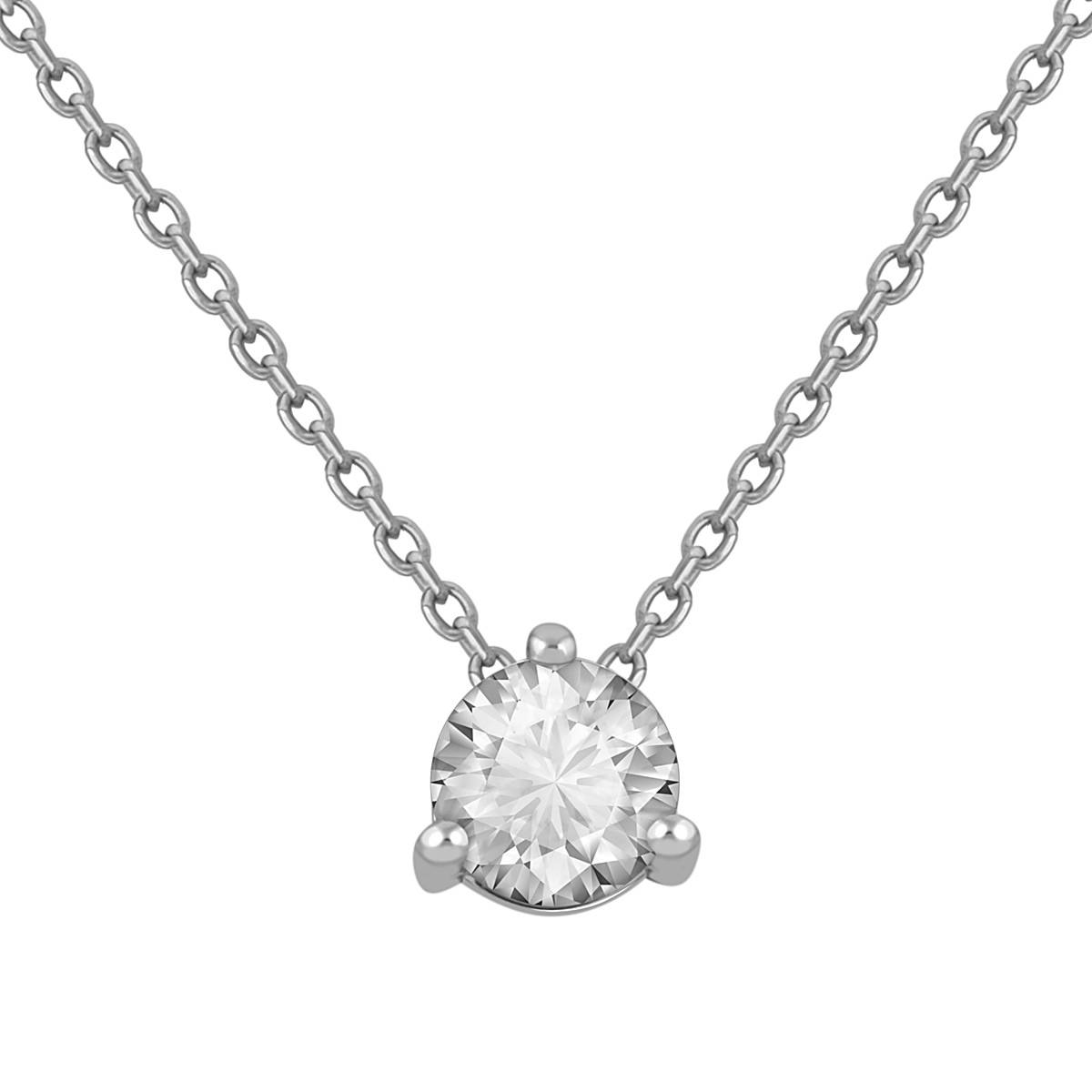 Колье из белого золота с бриллиантом (048914)