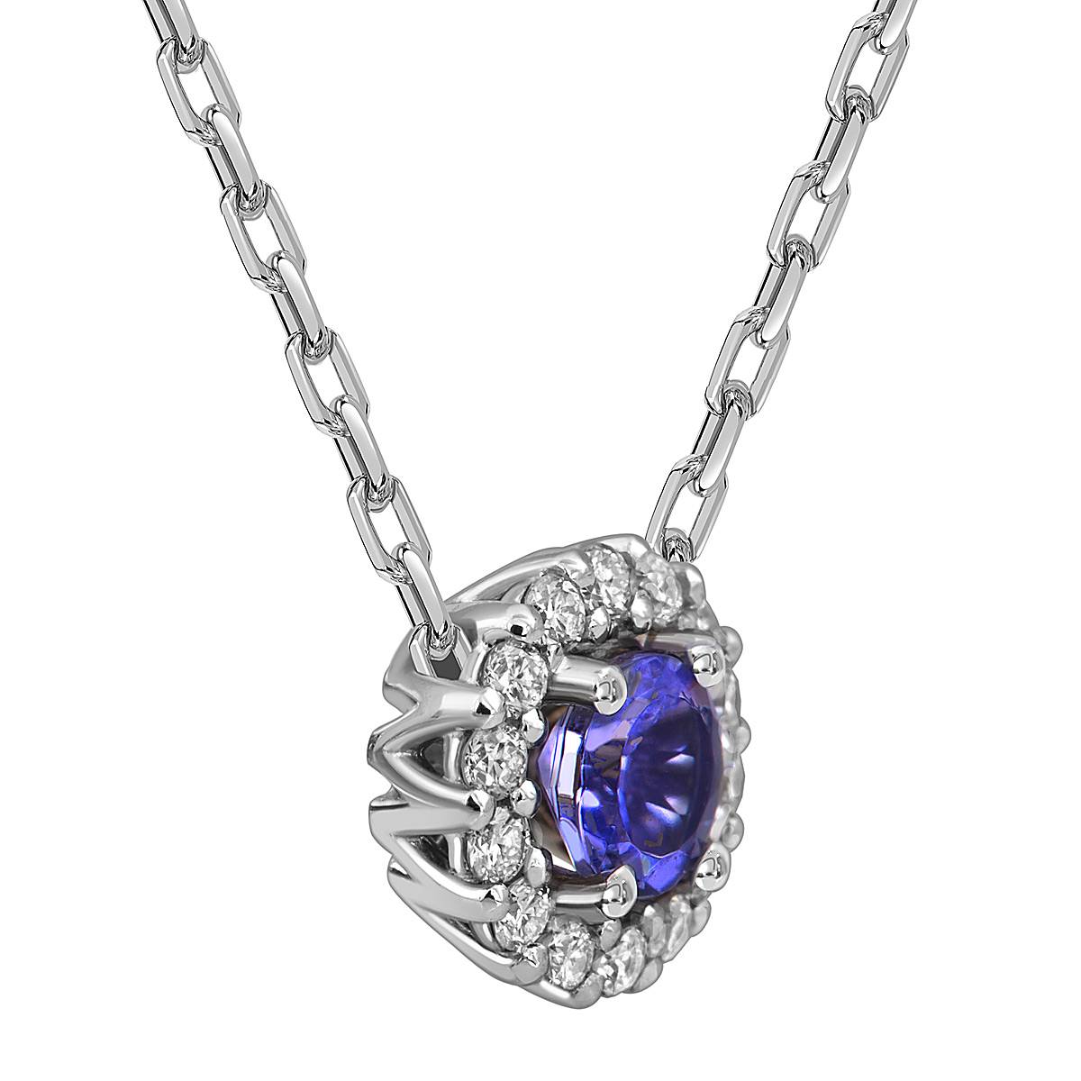 Колье из белого золота с бриллиантами и танзанитом (060609)