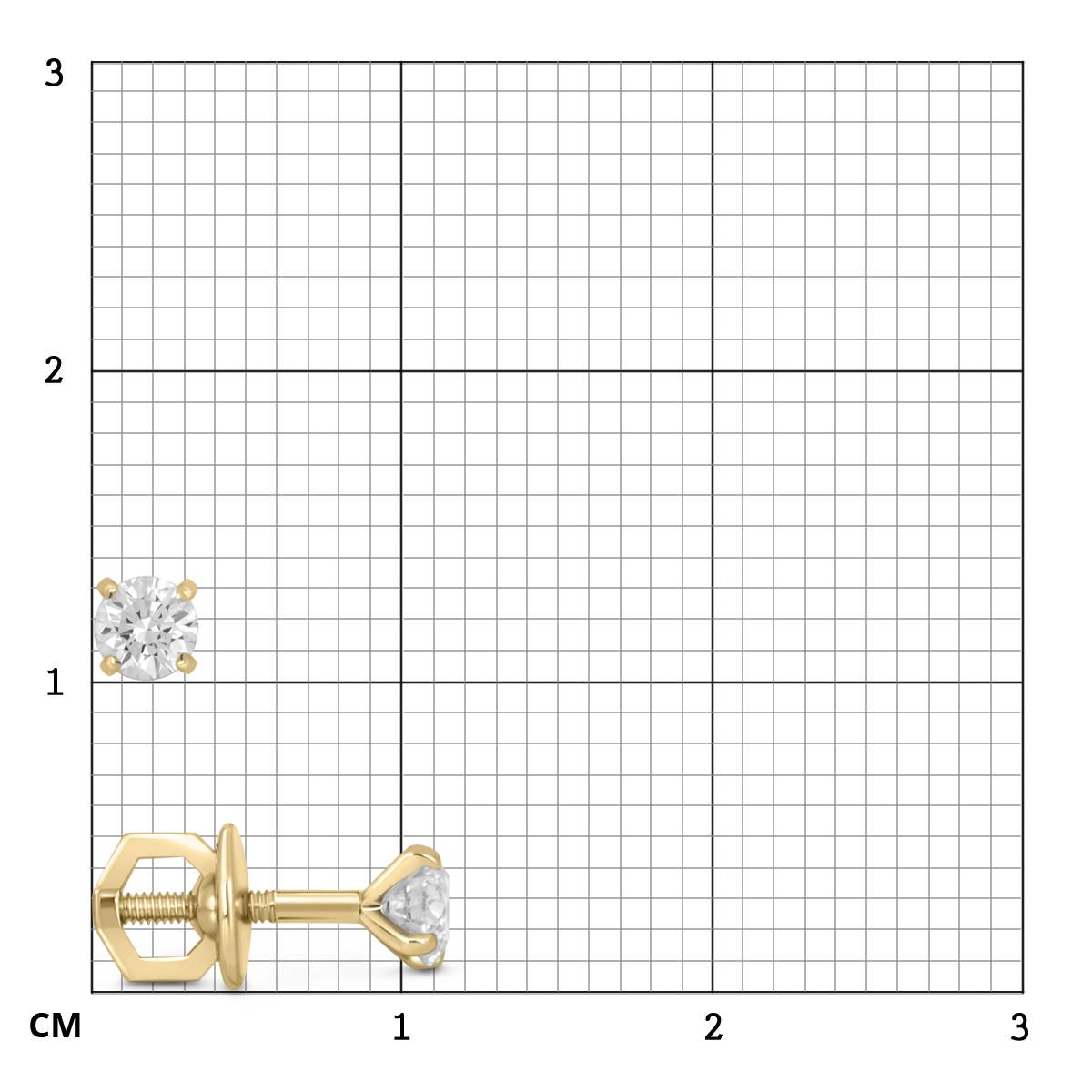 Серьги пусеты из жёлтого золота с бриллиантами (050490)