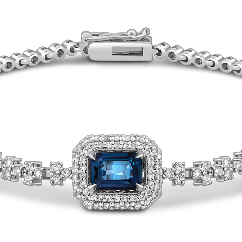 Браслет из белого золота с бриллиантами и сапфирами (049339)