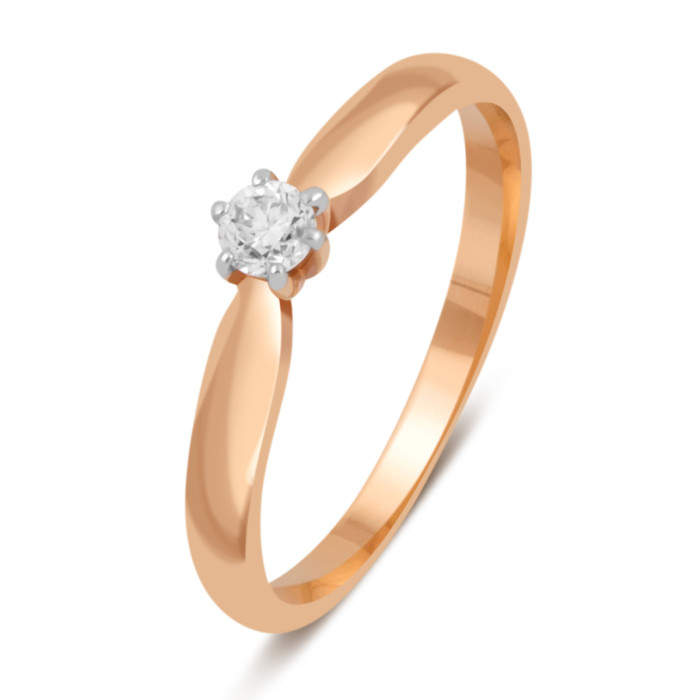 Помолвочное кольцо из красного золота с бриллиантом (032762)