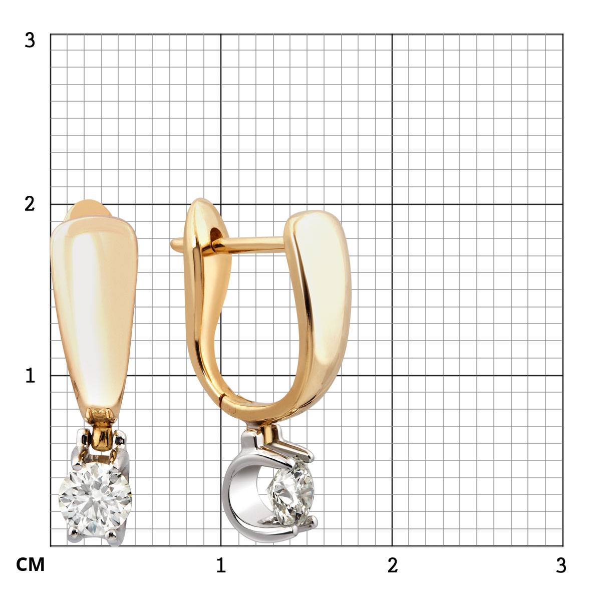 Серьги из комбинированного золота с бриллиантами (028274)