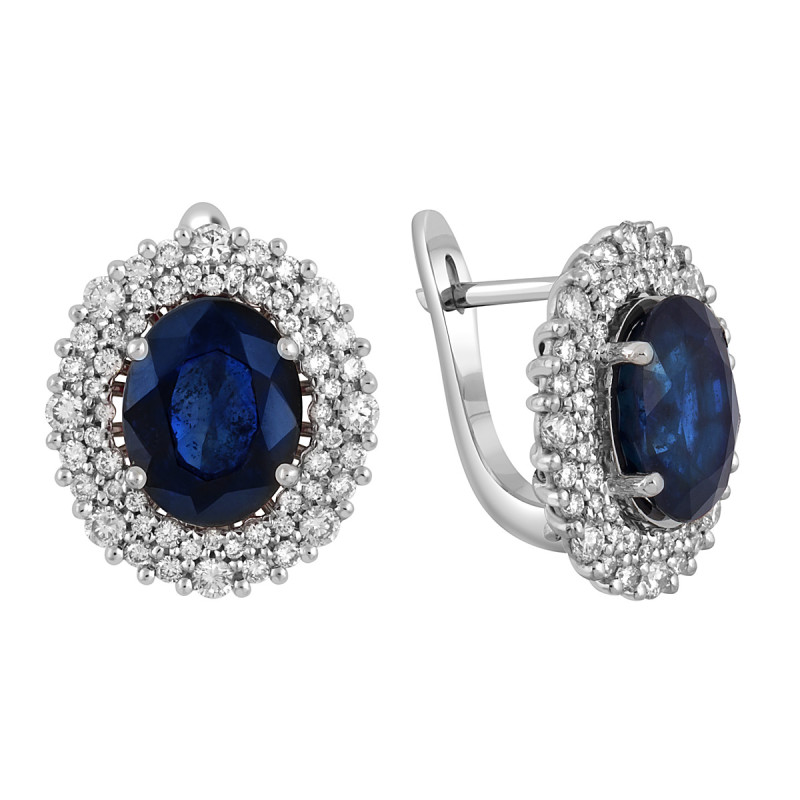 Серьги из белого золота с бриллиантами и сапфирами (045599)