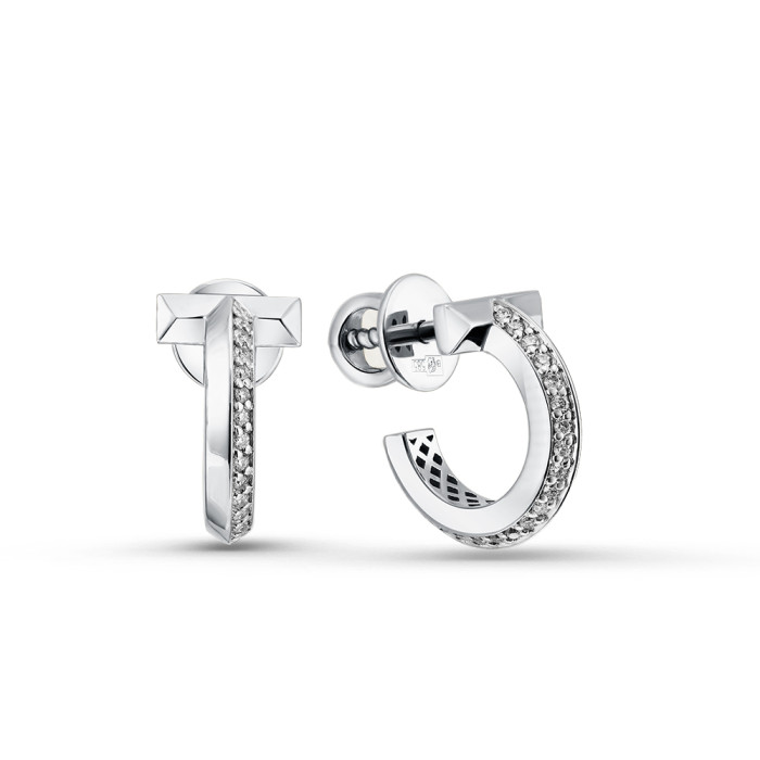 Серьги пусеты из белого золота с бриллиантами (055843)