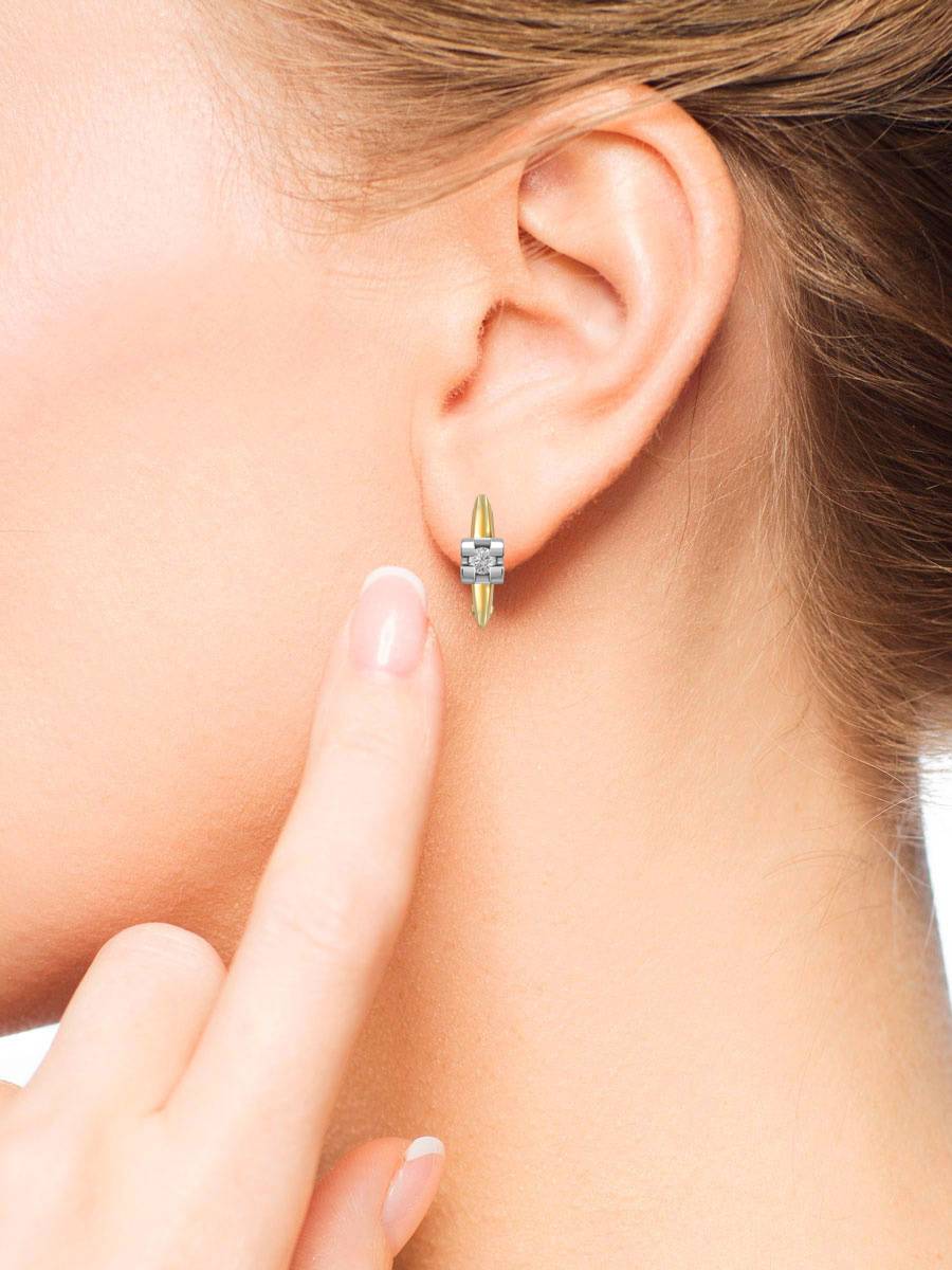 Серьги из комбинированного золота с бриллиантами (025789)