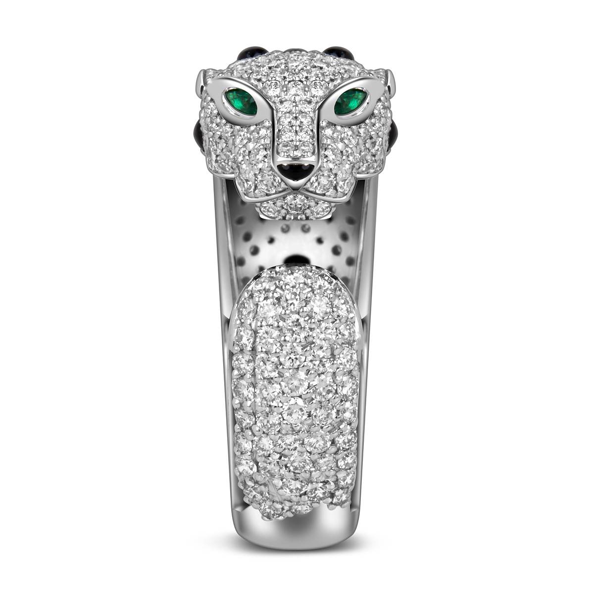 Кольцо из белого золота с бриллиантами, ситаллами и ониксами (060527)