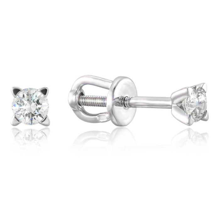 Серьги пусеты из белого золота с бриллиантами (052288)