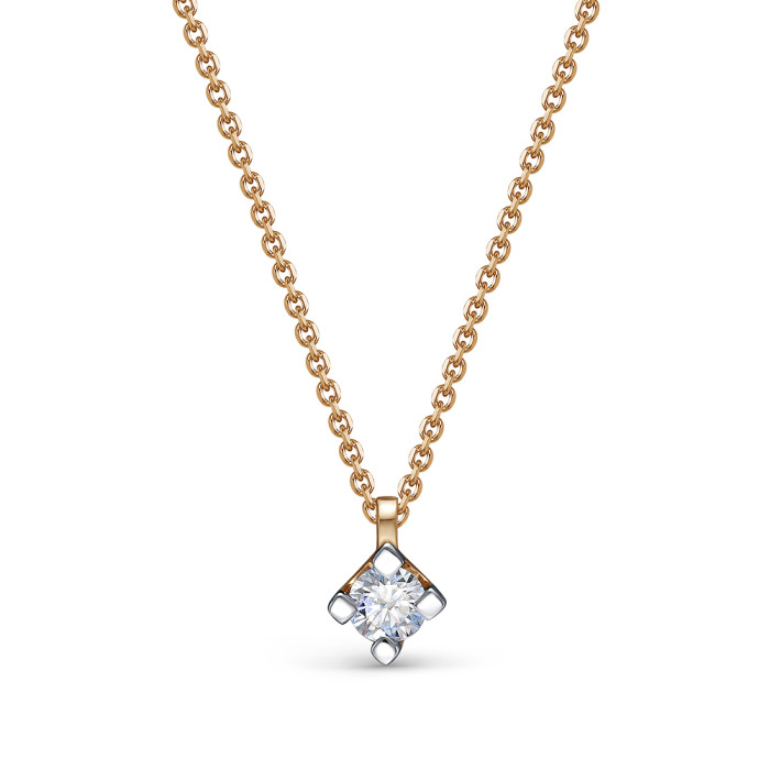 Колье из красного золота с бриллиантом (053855)