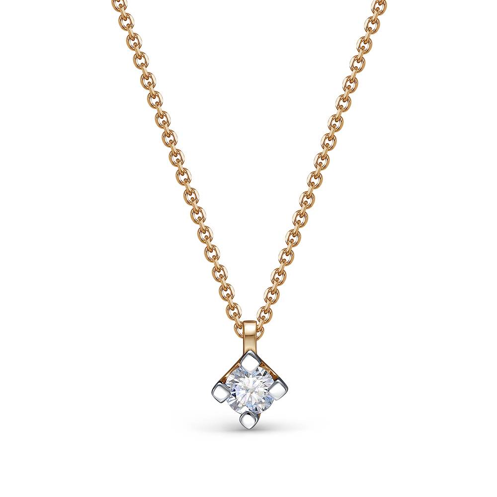 Колье из красного золота с бриллиантом (053855)