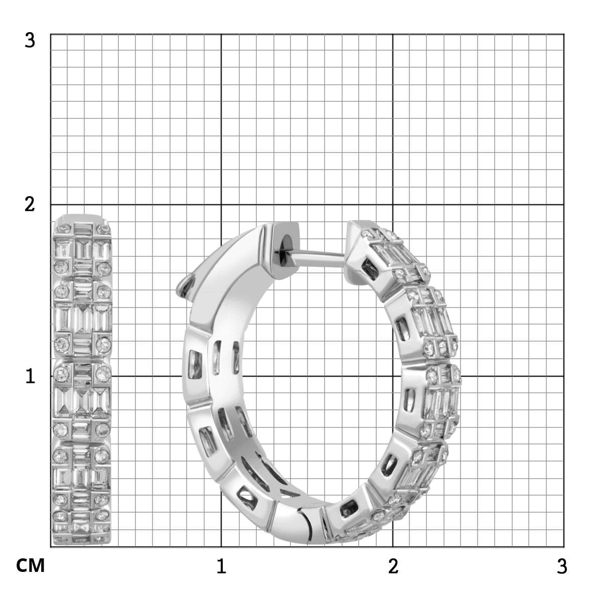 Серьги конго из белого золота с бриллиантами (043956)