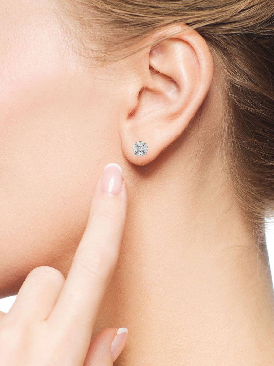 Серьги пусеты из белого золота с бриллиантами (043959)