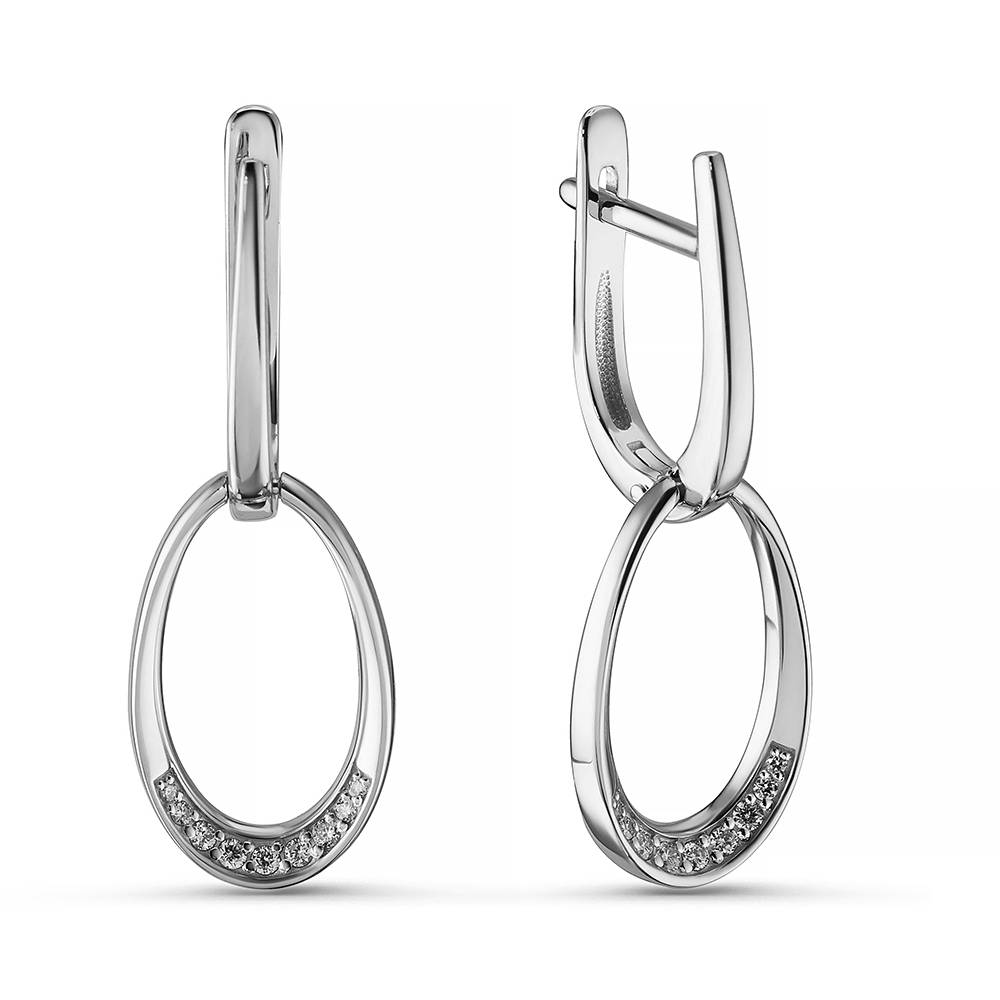 Серьги из белого золота с бриллиантами  (063754)