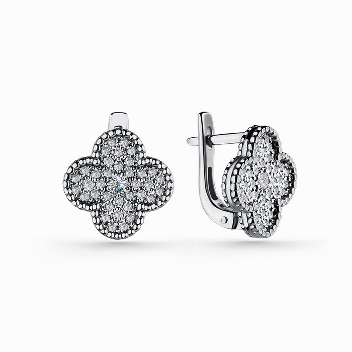 Серьги из белого золота с бриллиантами (060973)