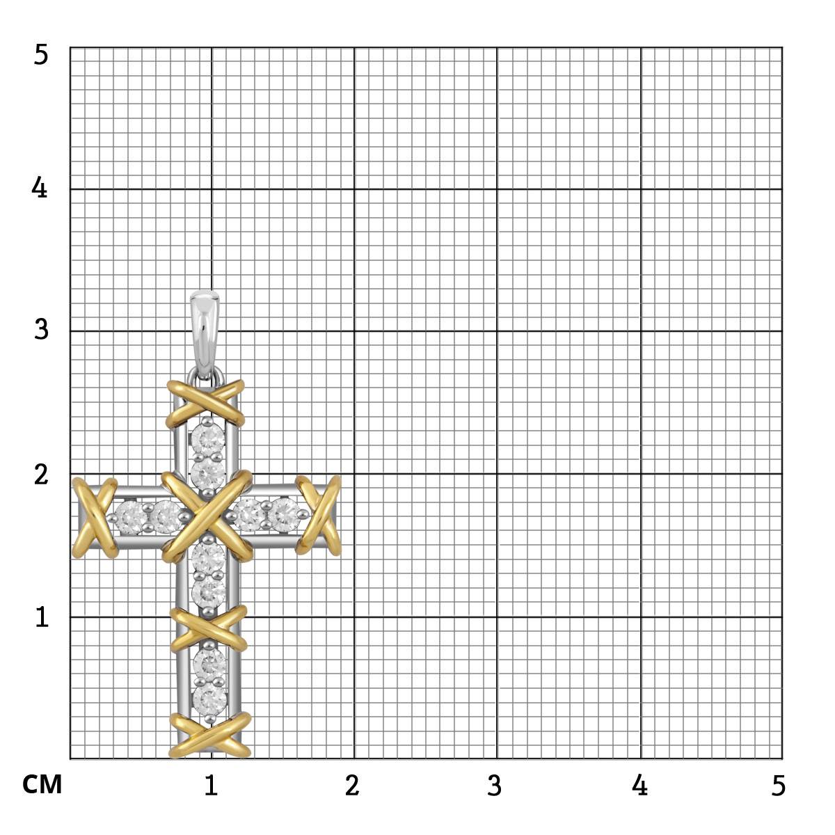 Кулон крест из комбинированного золота с бриллиантами (045934)