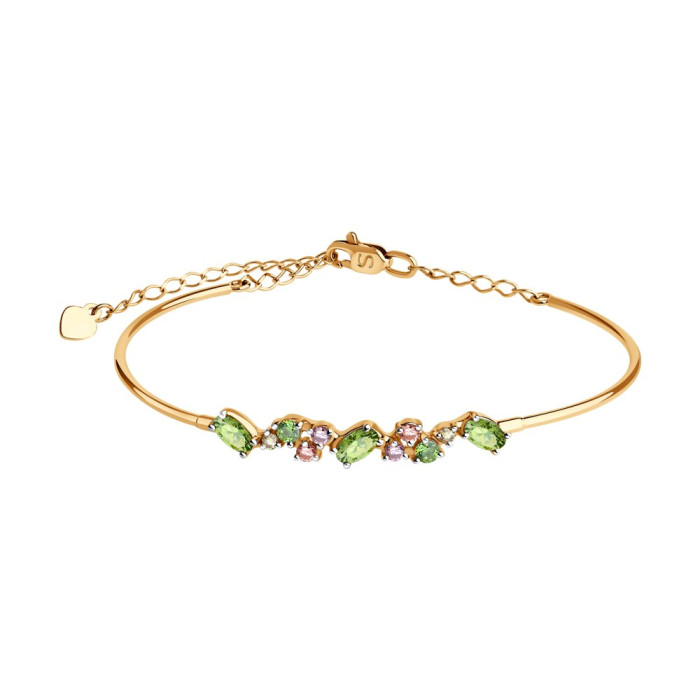 Браслет из красного золота с фианитами (043736)