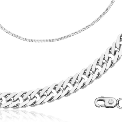 Цепь автомат из белого золота, плетение &quot;Двойное панцирное&quot; (052119)