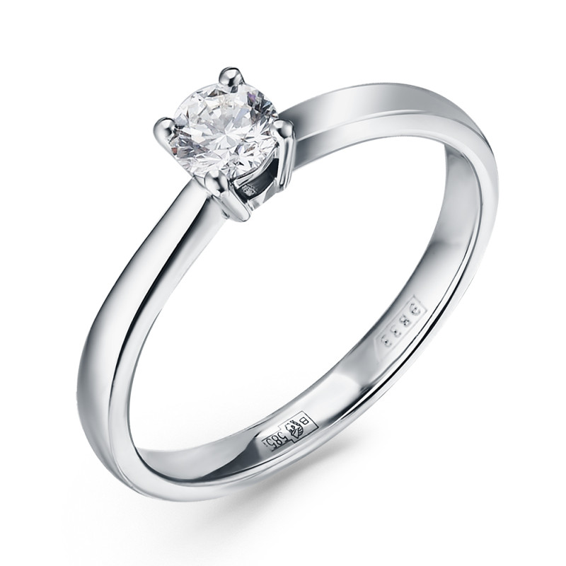 Помолвочное кольцо из белого золота с бриллиантом (058753)
