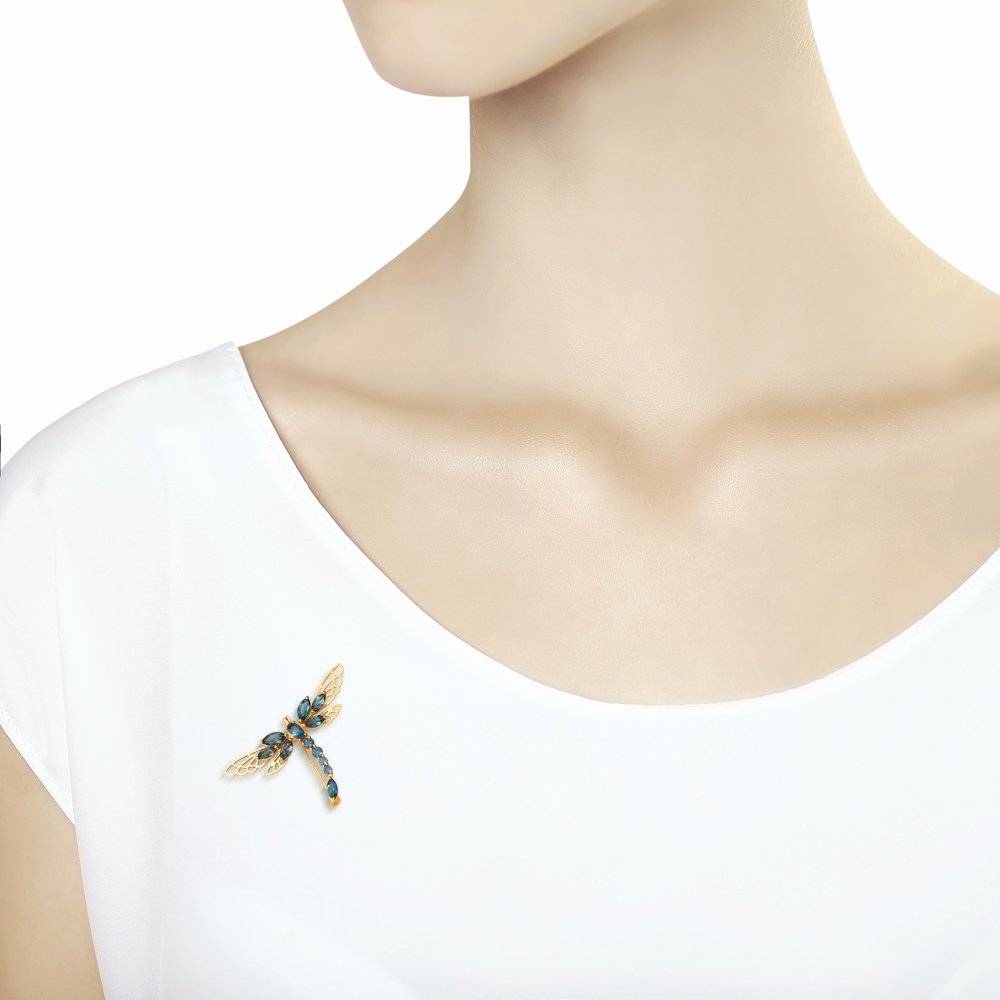 Брошь из красного золота с топазами (042319)