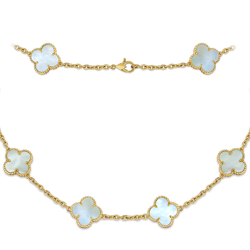 Колье из жёлтого золота с перламутром (052023)