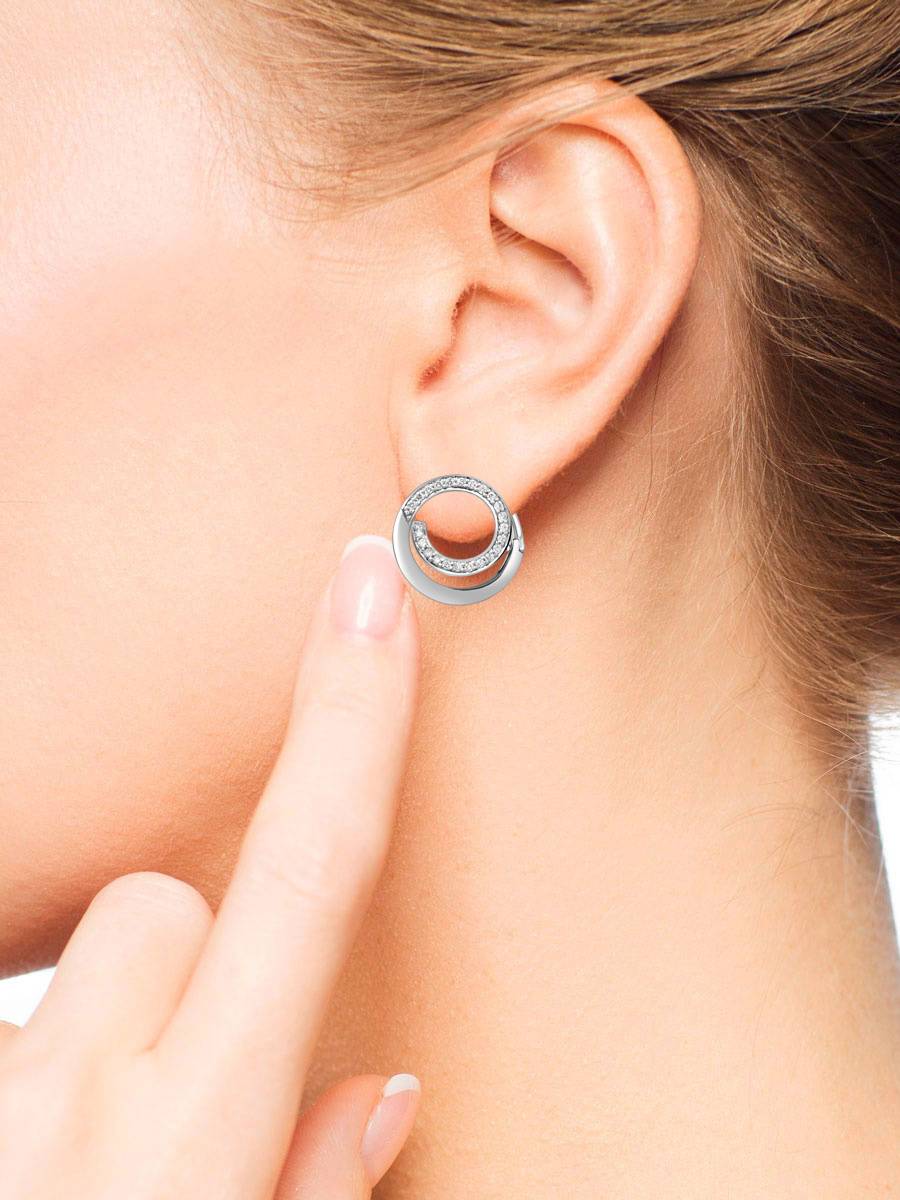 Серьги из белого золота с бриллиантами  (059977)
