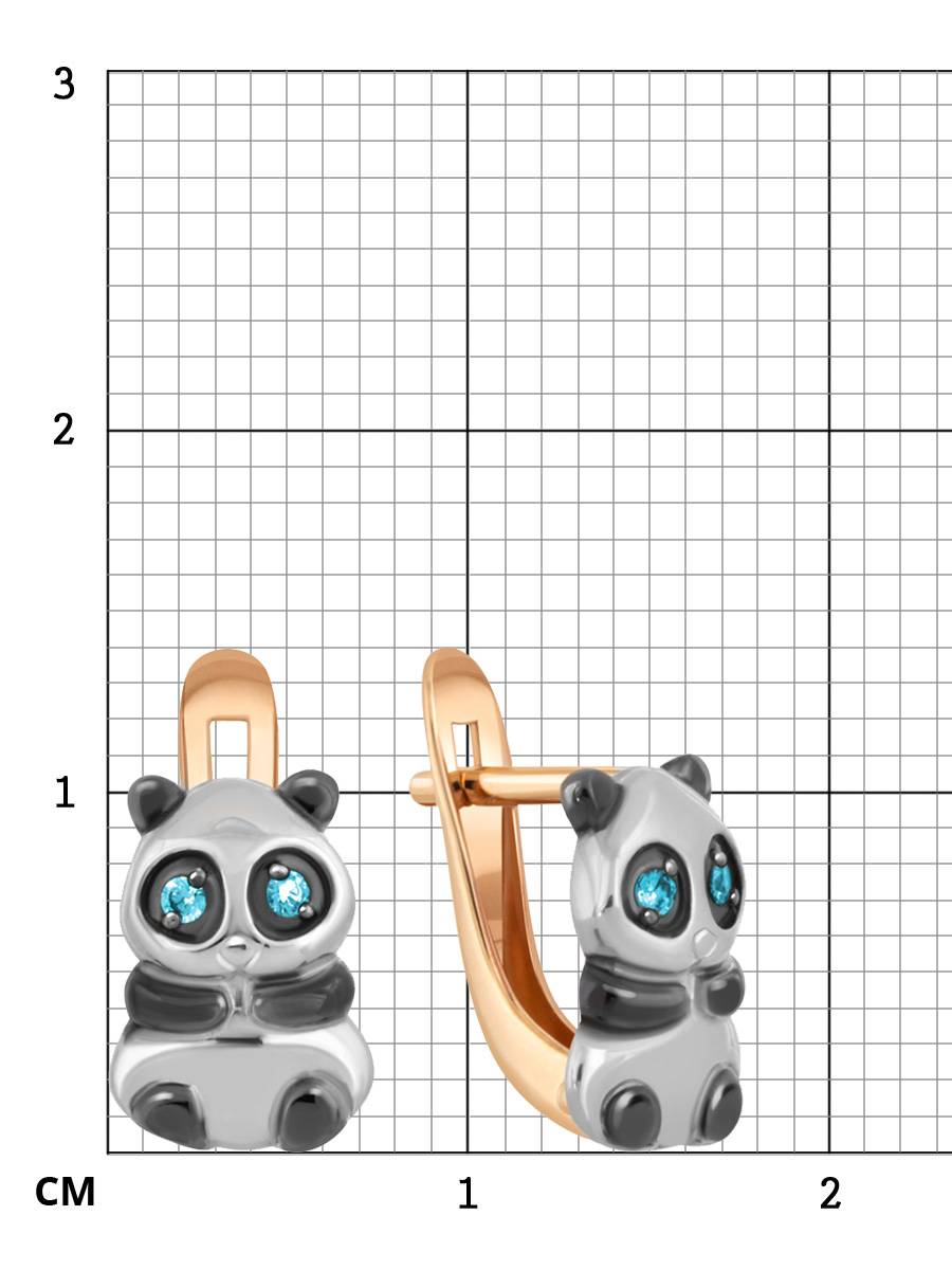 Детские серьги из комбинированного золота с фианитами 
