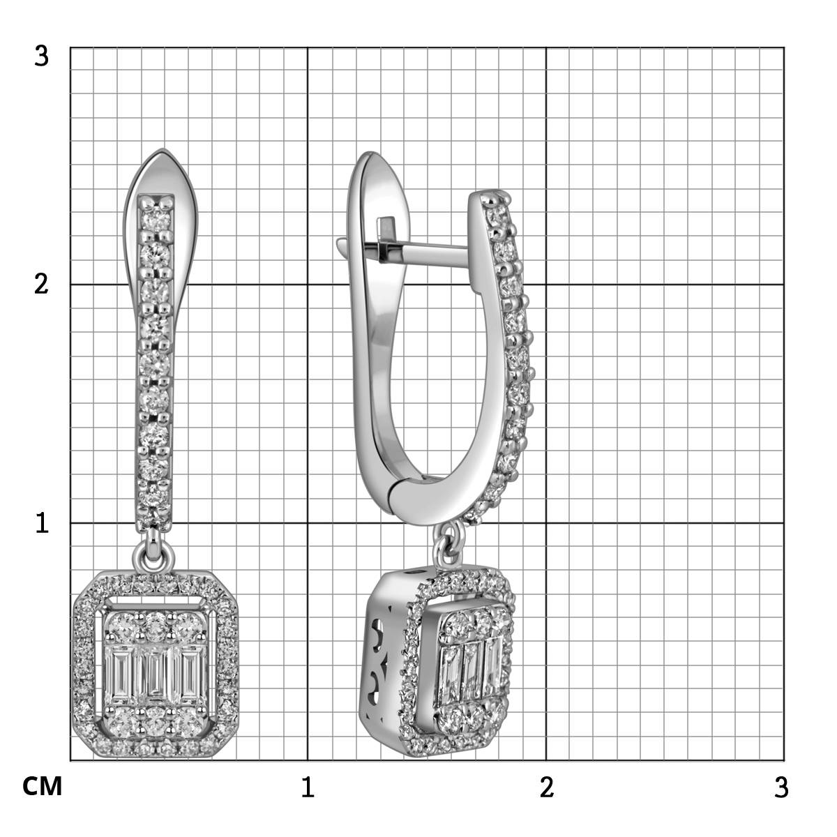 Серьги из белого золота с бриллиантами (055567)