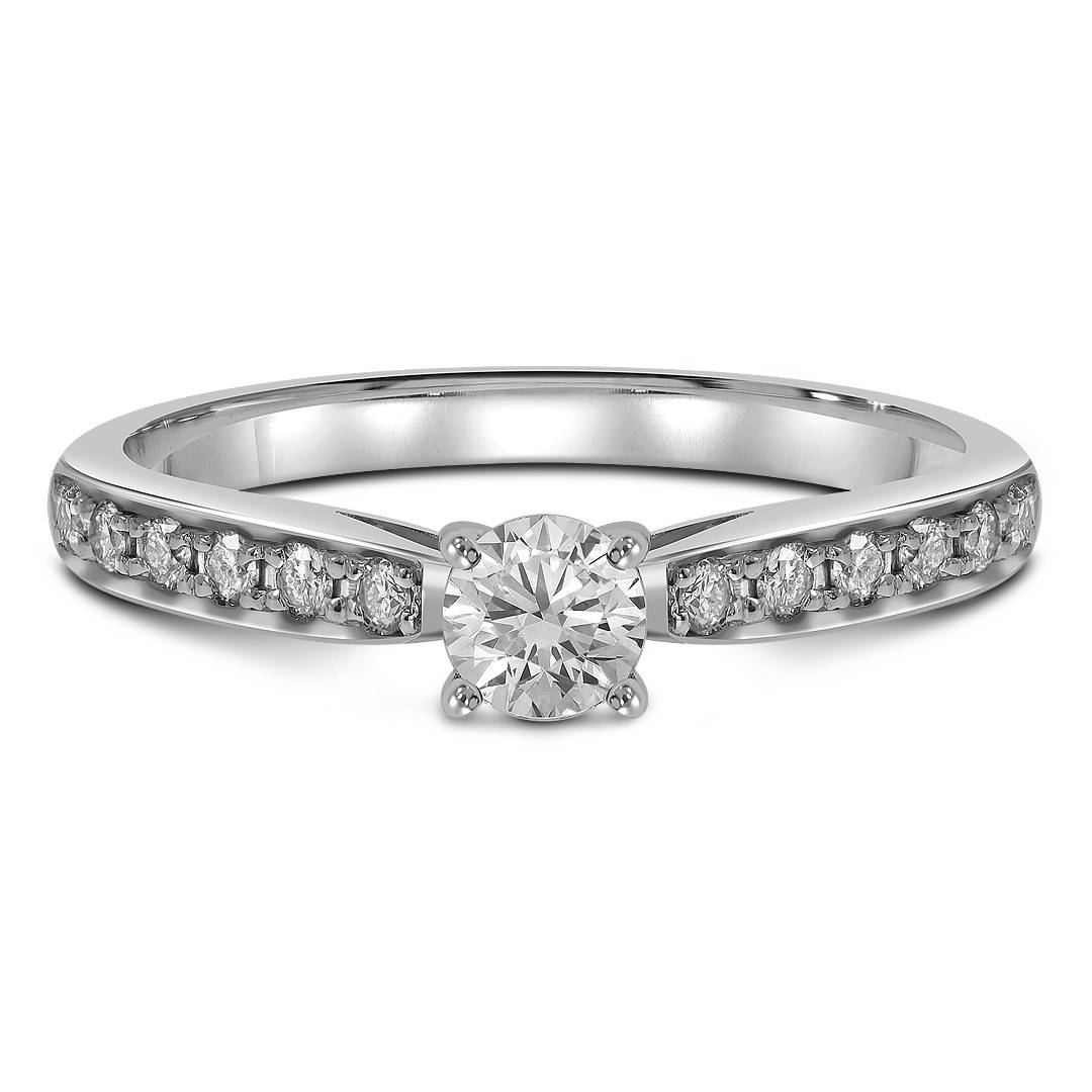 Помолвочное кольцо из белого золота с бриллиантами (042945)