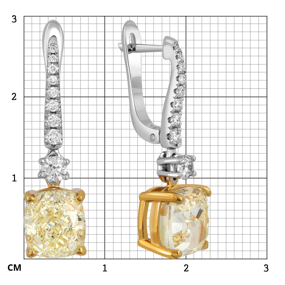 Серьги из комбинированного золота с бриллиантами  (052141)