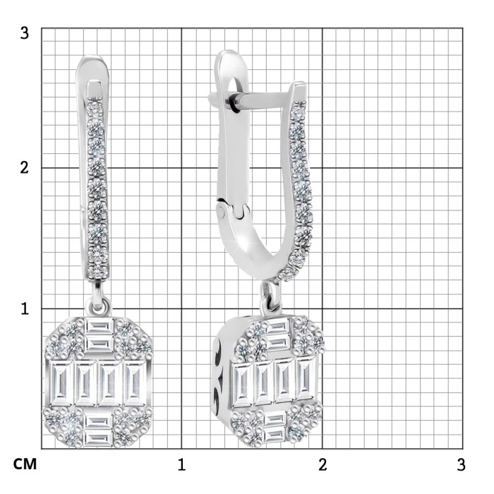 Серьги из белого золота с бриллиантами (050689)